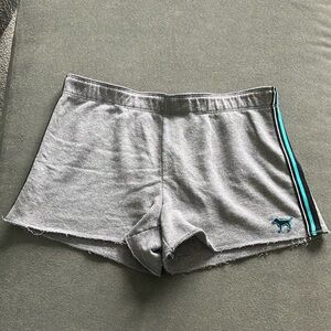 PINK Gray Athletic Shorts with Blue Stripe